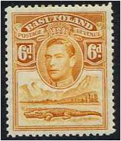 Basutoland 1938 6d Orange-yellow. SG24.