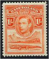 Basutoland 1938 1s Red-orange. SG25.
