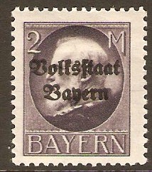 Bavaria 1919 2m Deep violet Optd. Volksstaat Bayern. SG210A.