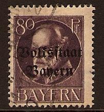Bavaria 1919 80pf Violet Optd. Volksstaat Bayern. SG208A.
