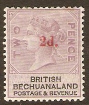 Bechuanaland 1888 2d on 2d Lilac and black. SG23.