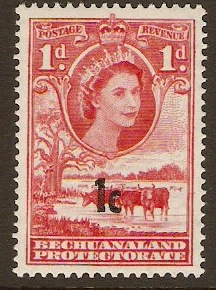 Bechuanaland 1961 1c on 1d Rose-red. SG157a.