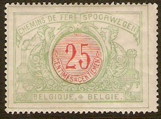 Belgium 1902 25c Vermilion and green. SGP112.