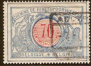 Belgium 1902 70c vermilion and blue. SGP119.