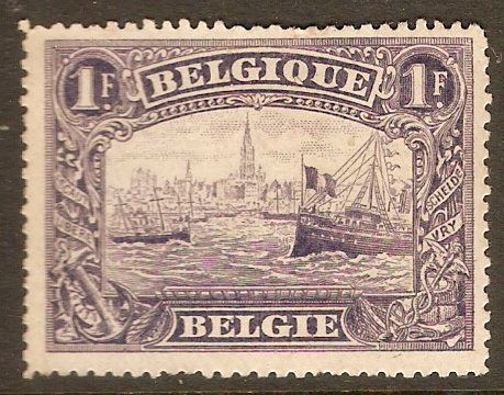 Belgium 1915 1f Violet. SG191.