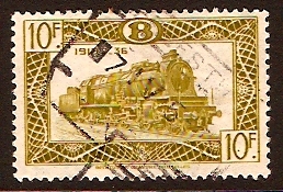 Belgium 1949 10f yellow olive. SGP1287a.