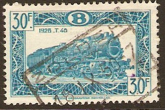 Belgium 1949 30f light blue. SG1290.