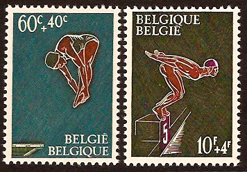 Belgium 1966 Swimming Stamps. SG1965-SG1966.