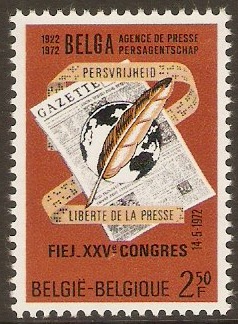 Belgium 1972 2f.50 Press Anniversary Stamp. SG2273.