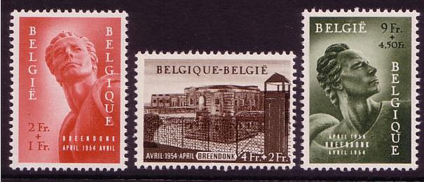 Belgium 1954 Prisoners National Monument Set. SG1531-SG1533.