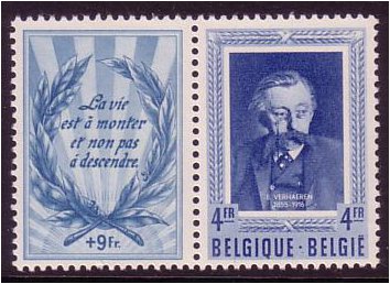 Belgium 1952 4f.+2f. Blue Se-Tenant. SG1414.