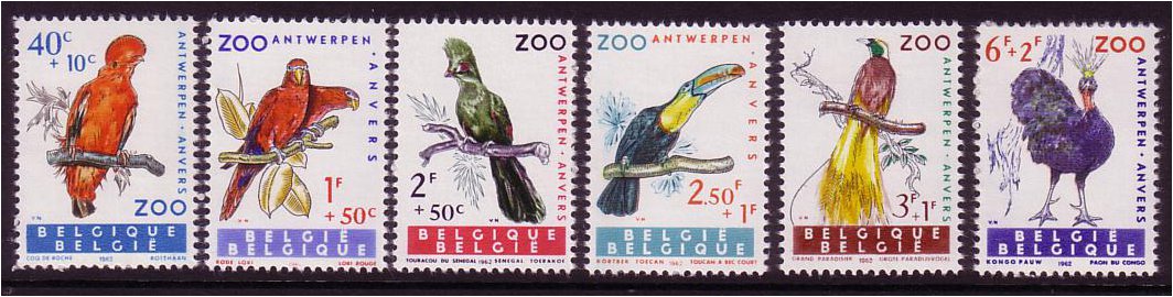 Belgium 1962 Bird Funds Set. SG1816-SG1821.