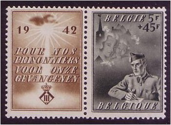 Belgium 1942 Prisoner of War Fund Stamp. SG1000.