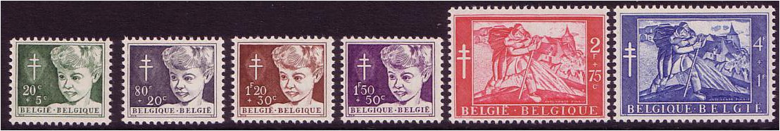 Belgium 1954 Anti-TB Fund Set. SG1543-SG1548.