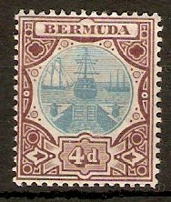 Bermuda 1906 4d Blue and chocolate. SG42.