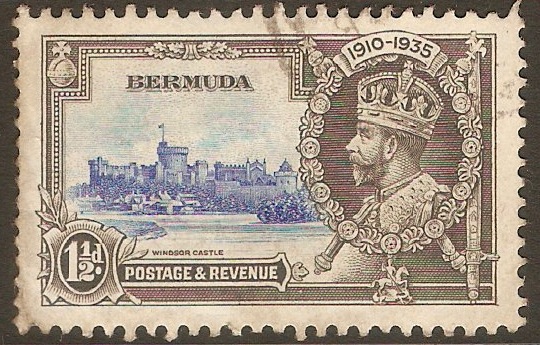 Bermuda 1935 1d Silver Jubilee Stamp. SG95.