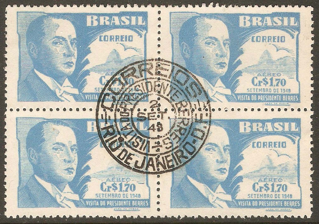 Brazil 1948 1cr.70 Light blue - President of Uruguay. SG777.