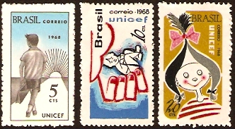 Brazil 1968 UNICEF Stamp. SG1229-SG1231.