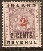 British Guiana 1889 2c on 2c Dull purple. SG192.