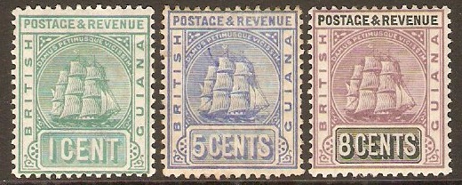 British Guiana 1890 Definitives set. SG213-SG215.