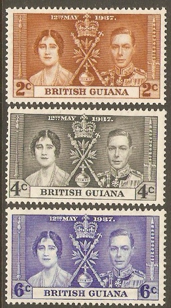 British Guiana 1937 Coronation Set. SG305-SG307.