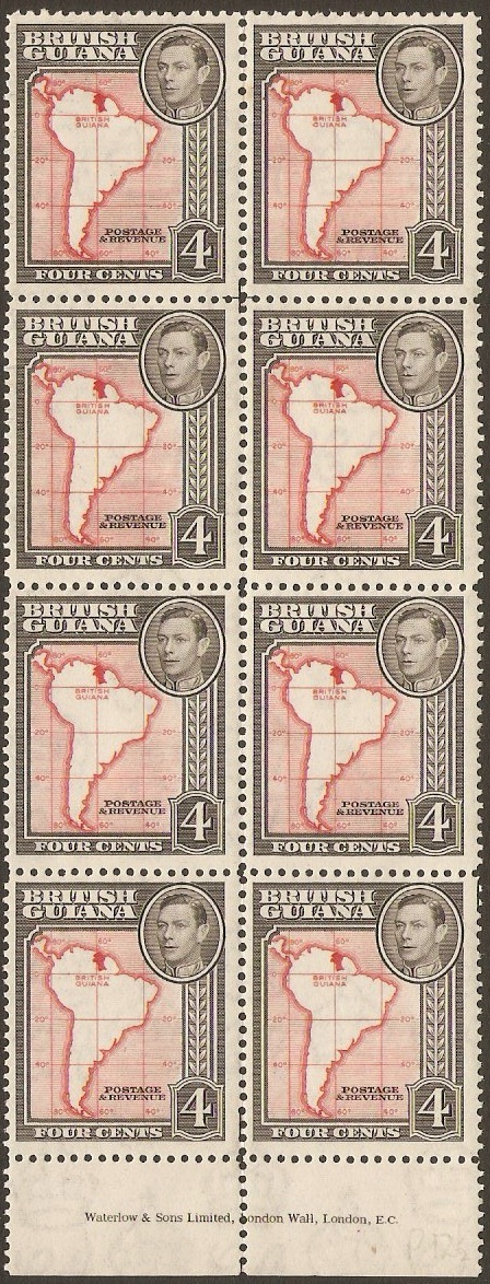 British Guiana 1938 4c Scarlet and black. SG310.