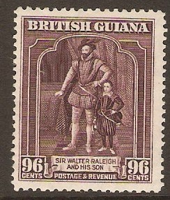 British Guiana 1938 96c Purple. SG316a. Perf 12 x 13.