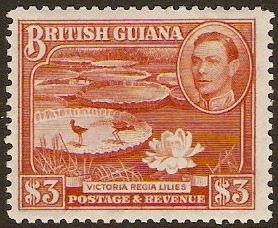 British Guiana 1938 $3 Red-brown. SG319b.