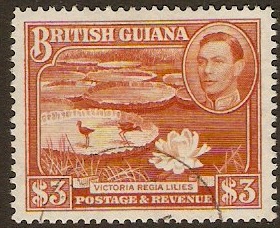 British Guiana 1938 $3 Bright red-brown. SG319a.