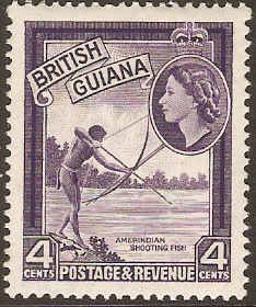 British Guiana 1954 4c Violet. SG334.