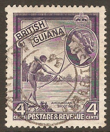 British Guiana 1954 4c Violet. SG334.