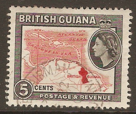 British Guiana 1954 5c Scarlet and black. SG335.