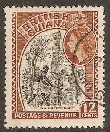 British Guiana 1954 12c Black and reddish-brown. SG338.