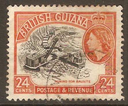 British Guiana 1954 24c Black and orange. SG339.