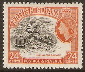 British Guiana 1954 24c Black and orange. SG339a.