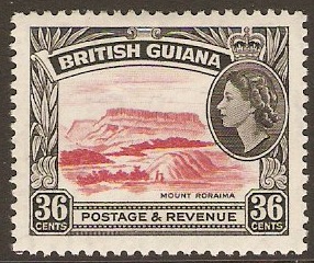 British Guiana 1954 36c Rose-carmine and black. SG340.