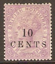 British Honduras 1888 10c on 4d Mauve. SG28.