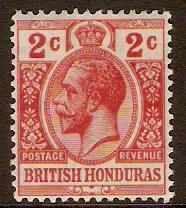 British Honduras 1913 2c Dull scarlet. SG102b.