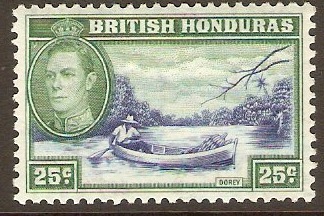 British Honduras 1938 25c Blue and green. SG157.