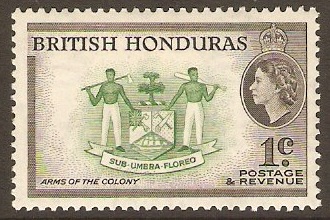 British Honduras 1953 1c Green and black. SG179a.