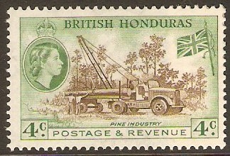 British Honduras 1953 4c Brown and green. SG182.