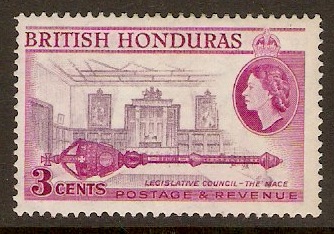 British Honduras 1953 3c Reddish violet and bright purp. SG181a.