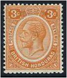 British Honduras 1922 3c. Orange. SG129.