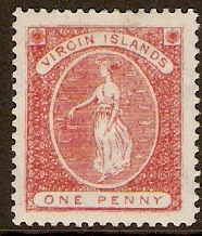 British Virgin Islands 1887 1d Rose. SG34.