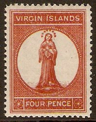 British Virgin Islands 1887 4d Chestnut. SG35.