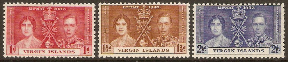 British Virgin Islands 1937 Coronation Set. SG107-SG109.