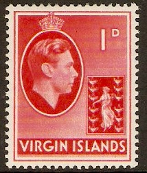 British Virgin Islands 1938 1d Scarlet. SG111.