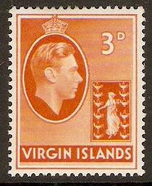 British Virgin Islands 1938 3d Orange. SG115.
