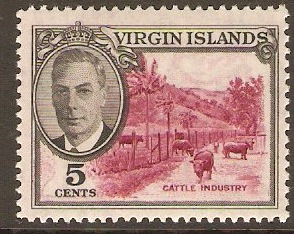 British Virgin Islands 1952 5c Claret and black. SG140.