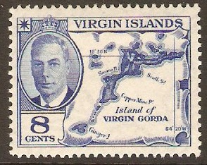 British Virgin Islands 1952 8c Bright blue. SG141.
